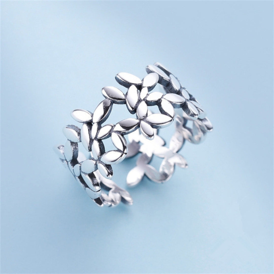 Verstellbarer efeu-ring aus sterlingsilber