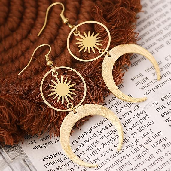 Vintage gold moon earrings