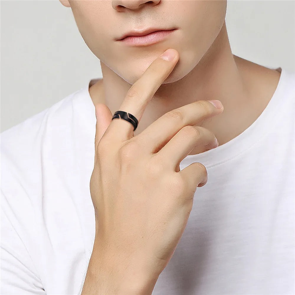 Alaiza - Polierter Stahl-Statement-Ring