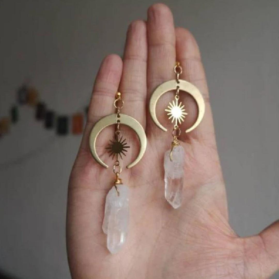 Boho ohrringe aus quarz in gold