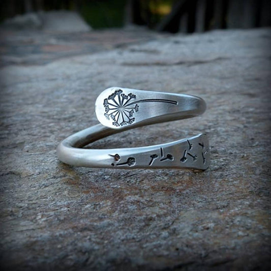 Vintage offener löwenzahn-ring