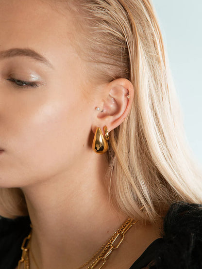 Dorose 18K-vergoldete Ohrringe aus nickelfreiem Edelstahl | wasserfest und hautverträglich für Beruf & Freizeit