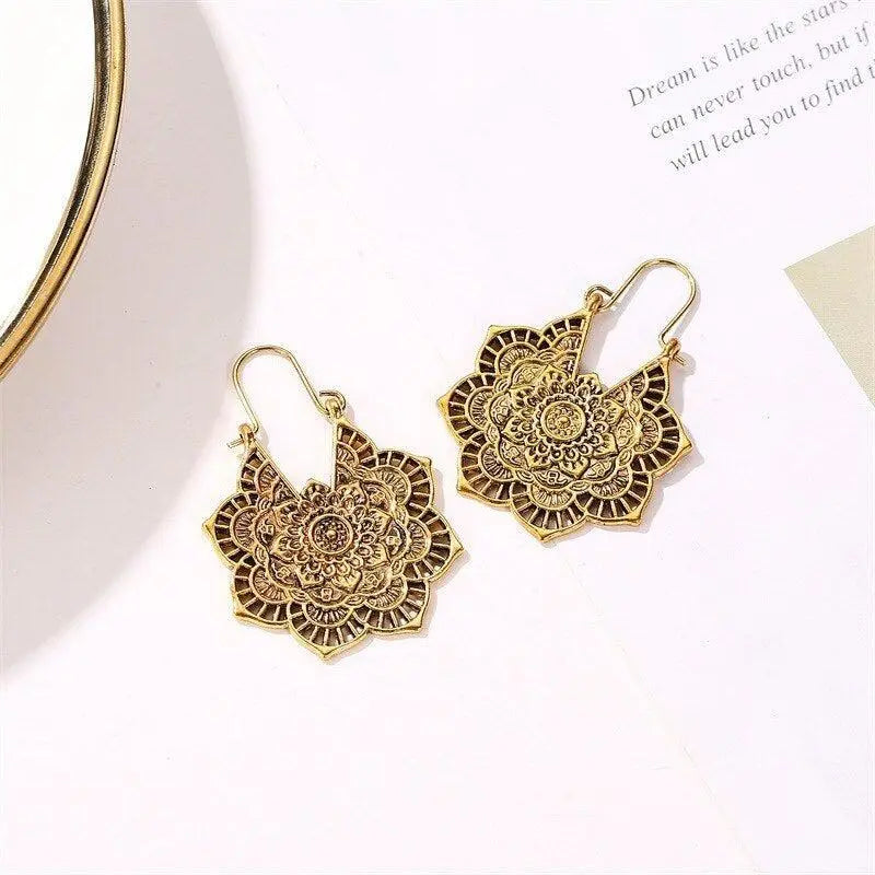 Lotus Mandala Earrings Unique Joyas