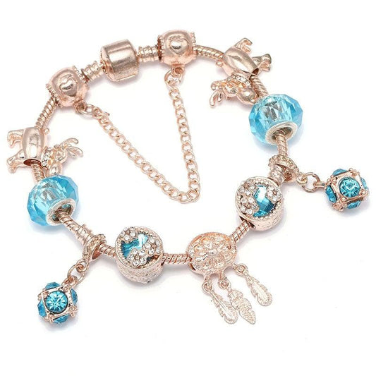 Armband aus rosésilber und blauen zirkonias