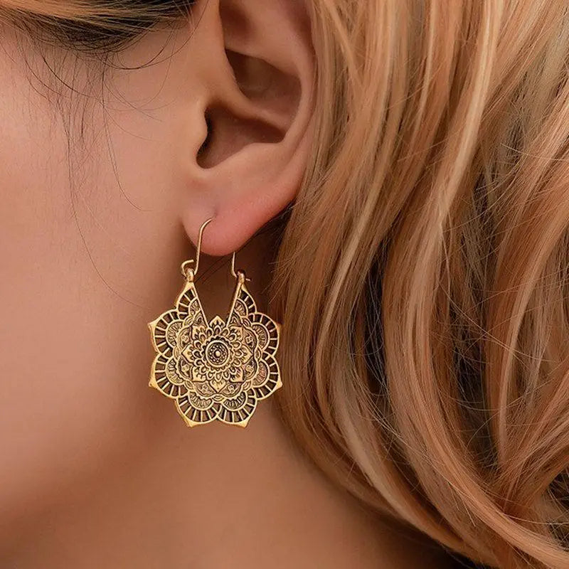 Lotus Mandala Earrings Unique Joyas