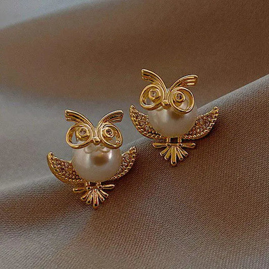 Luxurious Gold Owl Earrings Unique Joyas