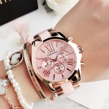 Roségoldene luxusuhr für damen