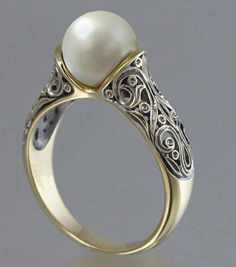 Vintage-perlengoldener ring