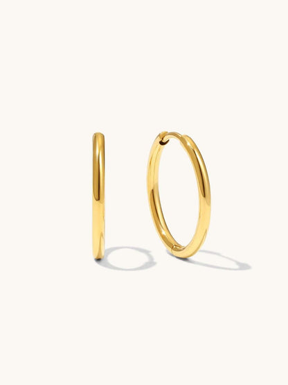 Blank Hoops Ohrringe Gold Medium 14mm - Dorose | Wasserfester Schmuck, 18K vergoldet
