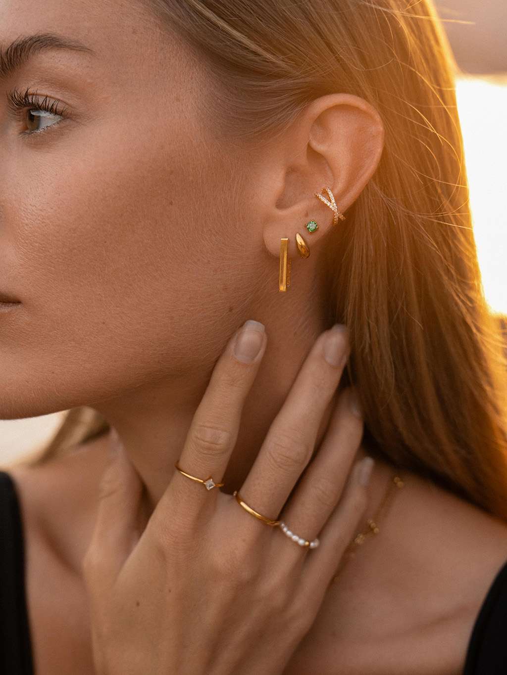 Block Ohrringe Gold & Silber - Dorose | Wasserfester Schmuck, 18K vergoldet