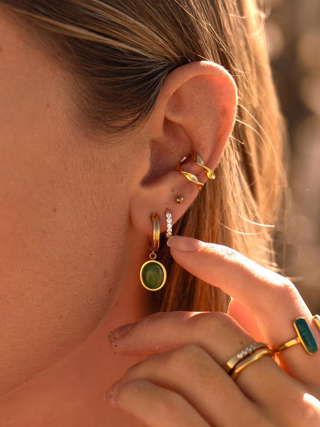 Dorose 18K-vergoldete Ohrringe aus nickelfreiem Edelstahl | wasserfest und hautverträglich für Beruf & Freizeit