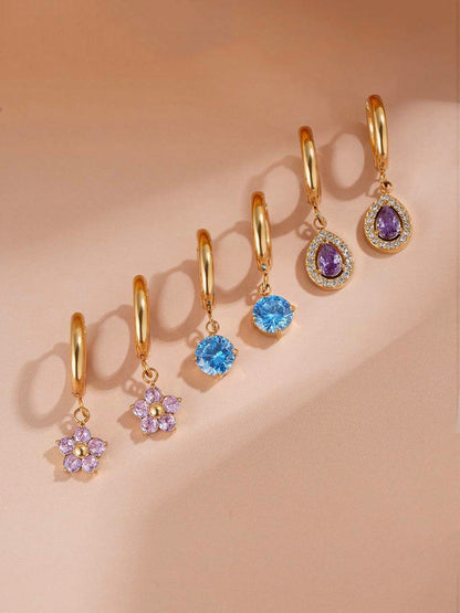 Rosa glänzende blumen creolen gold 10mm