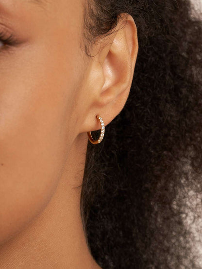 Glamour Kreolen mit Zirkonia Large 12mm Gold & Silber - Dorose | Wasserfester Schmuck, 18K vergoldet