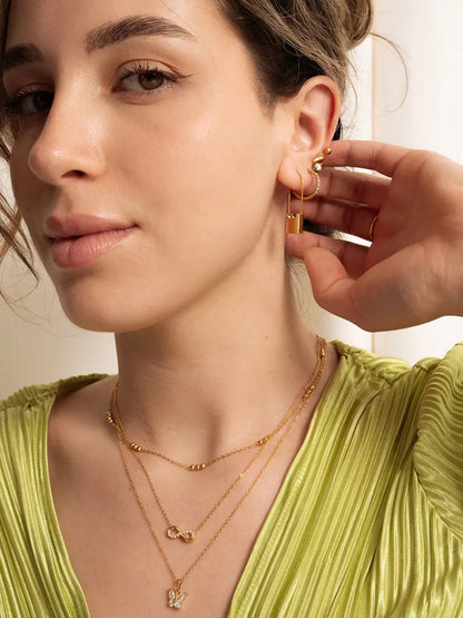 Glamour Kreolen mit Zirkonia Large 12mm Gold & Silber - Dorose | Wasserfester Schmuck, 18K vergoldet