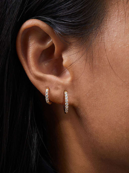 Glamour Kreolen mit Zirkonia Large 12mm Gold & Silber - Dorose | Wasserfester Schmuck, 18K vergoldet