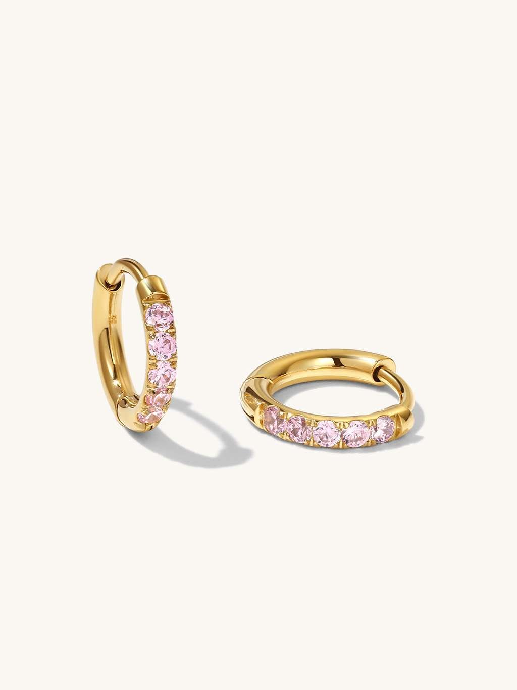 Glamour Kreolen mit Zirkonia Small 8mm Rosa - Dorose | Wasserfester Schmuck, 18K vergoldet