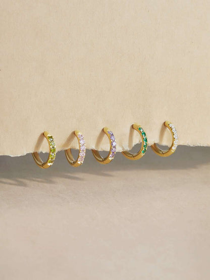 Glamour Kreolen mit Zirkonia Small 8mm Rosa - Dorose | Wasserfester Schmuck, 18K vergoldet