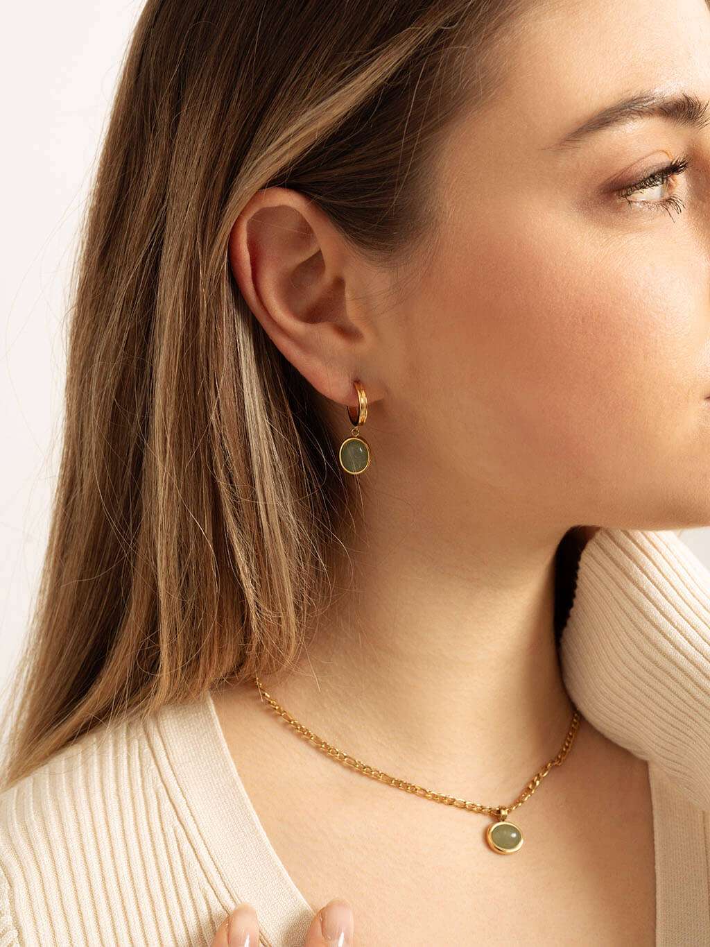 Grün Lake Ohrringe Gold - Dorose | Wasserfester Schmuck, 18K vergoldet