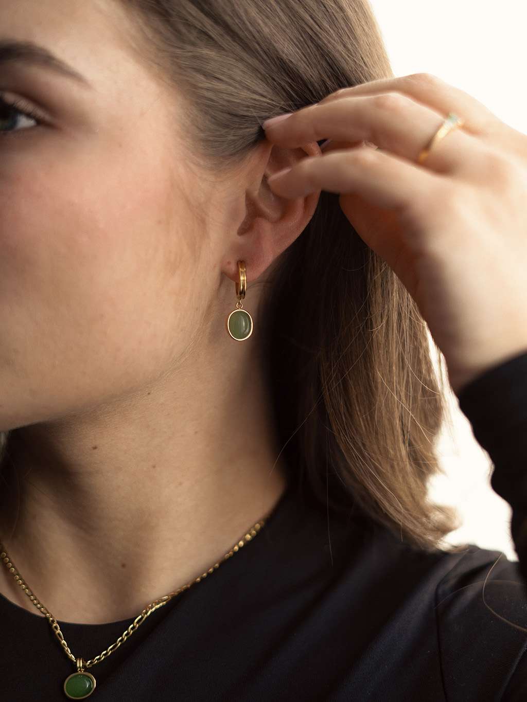 Grün Lake Ohrringe Gold - Dorose | Wasserfester Schmuck, 18K vergoldet