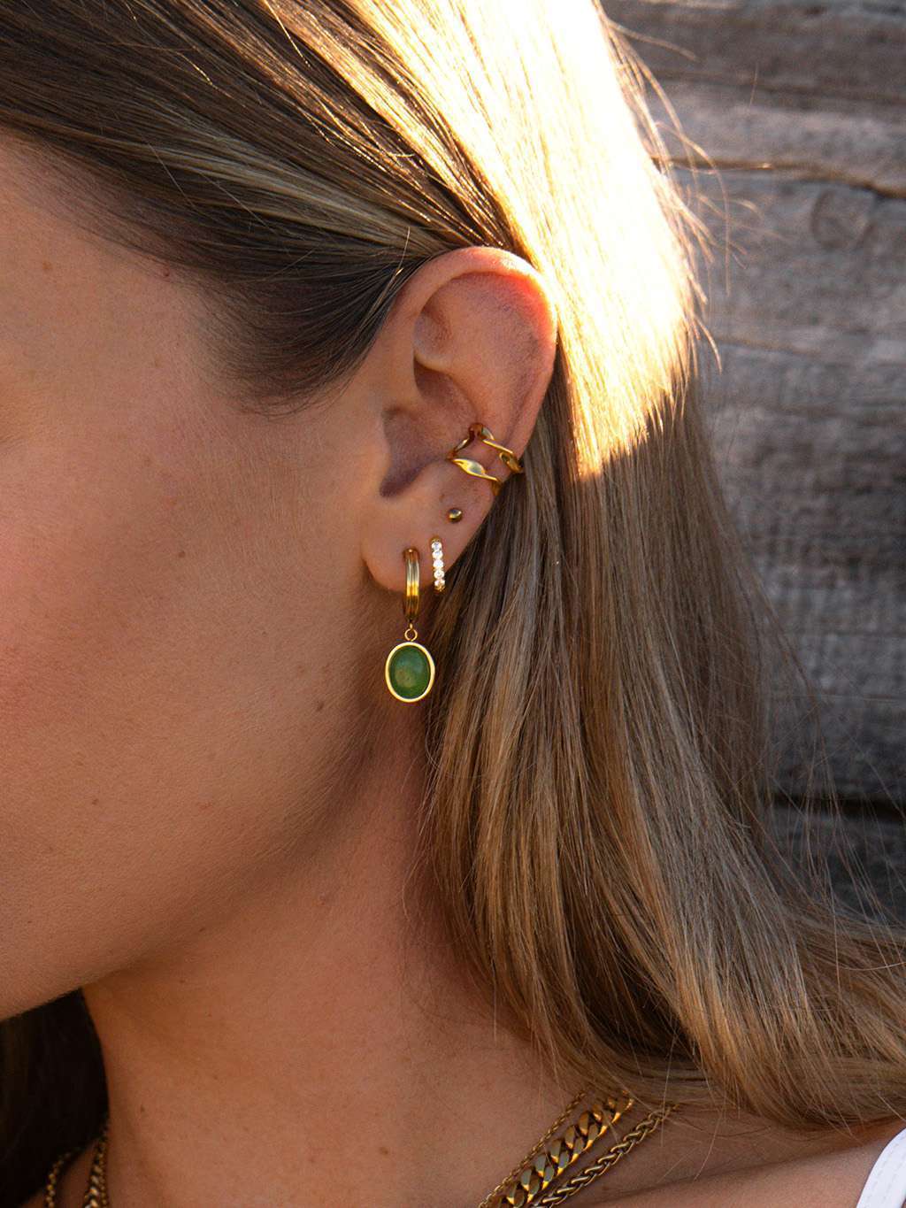 Grün Lake Ohrringe Gold - Dorose | Wasserfester Schmuck, 18K vergoldet