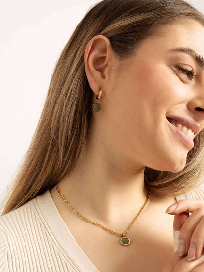 Grün Lake Ohrringe Gold - Dorose | Wasserfester Schmuck, 18K vergoldet