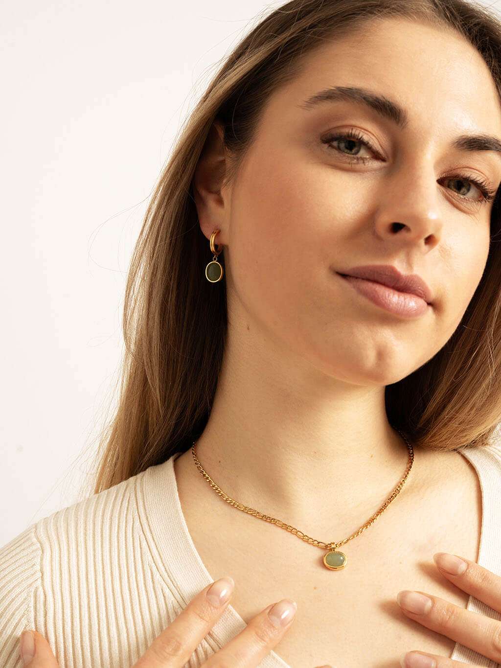 Grün Lake Ohrringe Gold - Dorose | Wasserfester Schmuck, 18K vergoldet