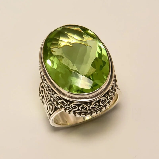 Vintage olivenkristall ring