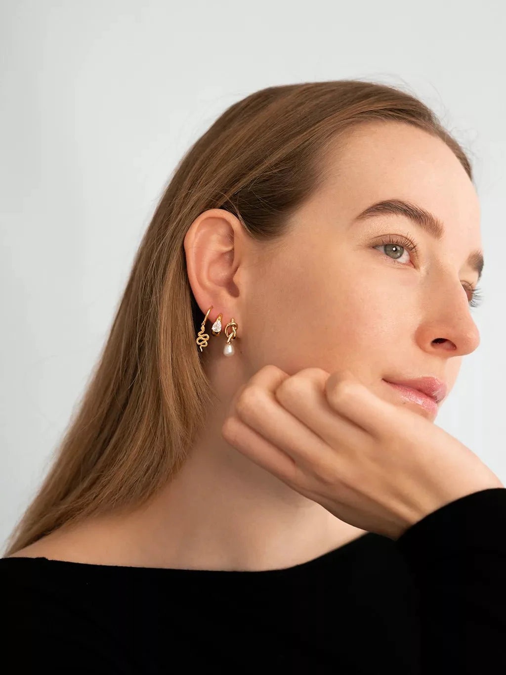 Knot Pearl Ohrringe Gold - Dorose | Wasserfester Schmuck, 18K vergoldet