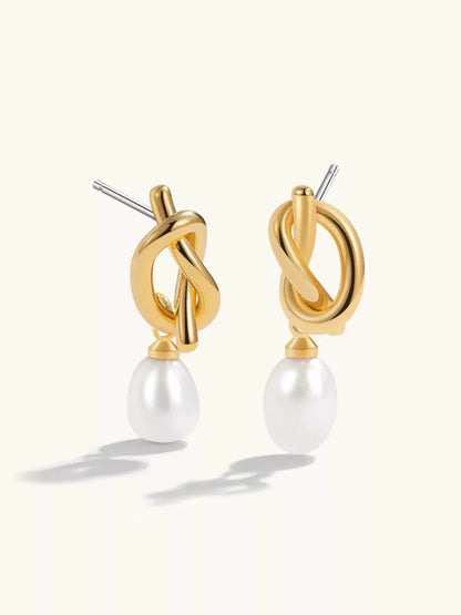 Knot Pearl Ohrringe Gold - Dorose | Wasserfester Schmuck, 18K vergoldet