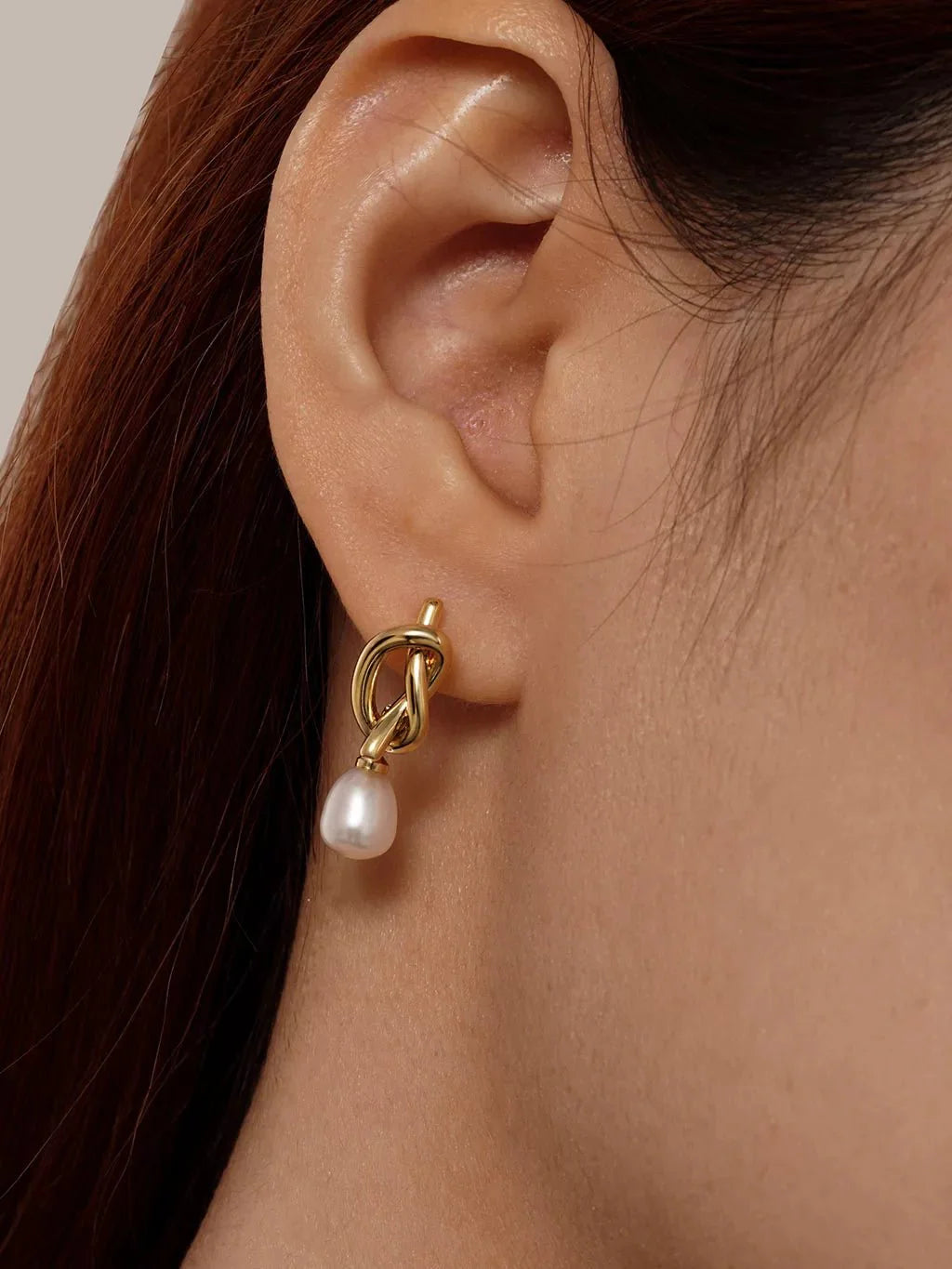 Knot Pearl Ohrringe Gold - Dorose | Wasserfester Schmuck, 18K vergoldet