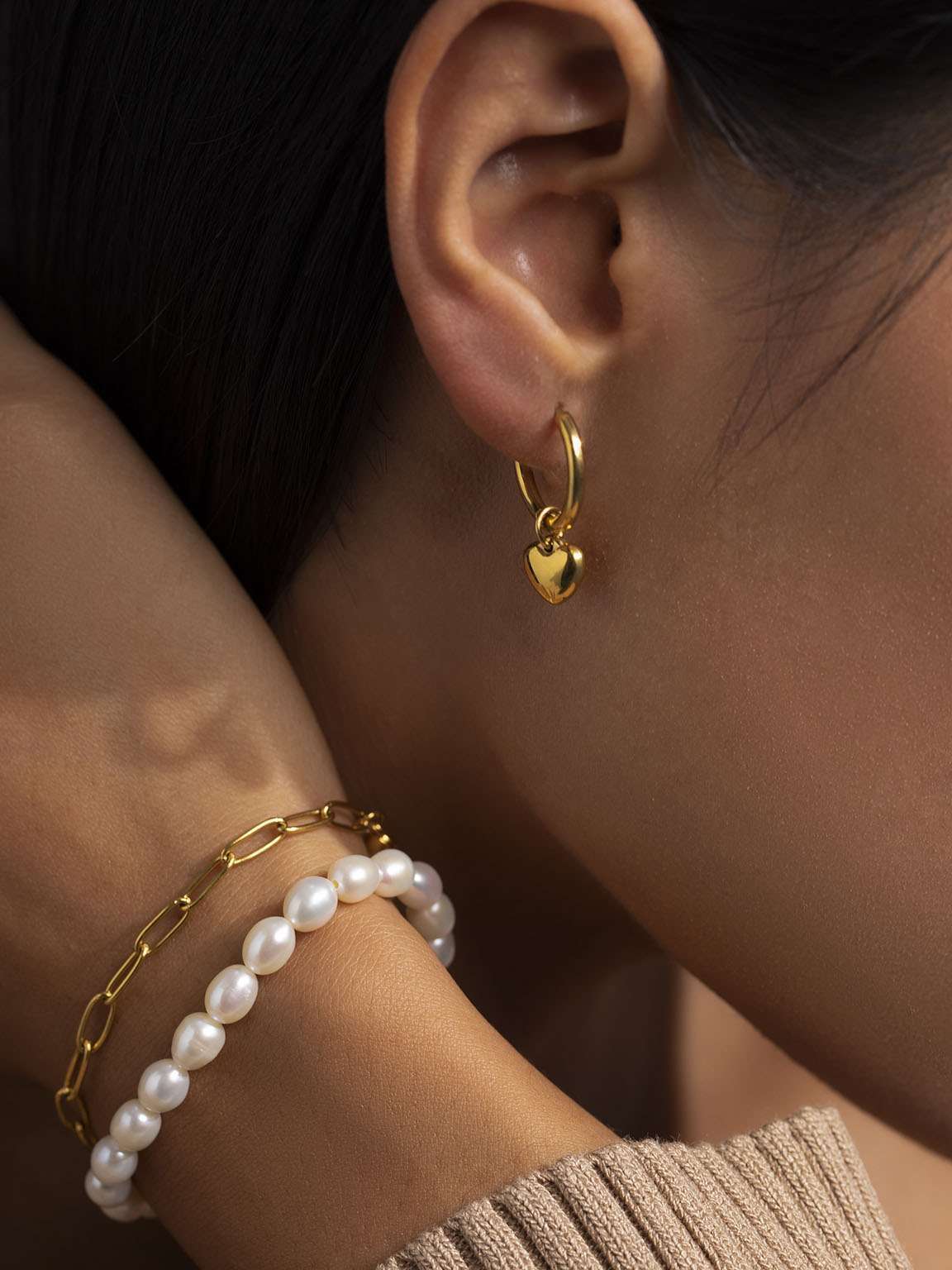 Lovely Heart Ohrringe Gold 12mm - Dorose | Wasserfester Schmuck, 18K vergoldet