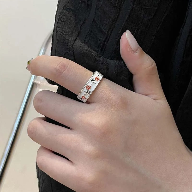 Aillia - Zeitloser Blumen Emaille-Ring