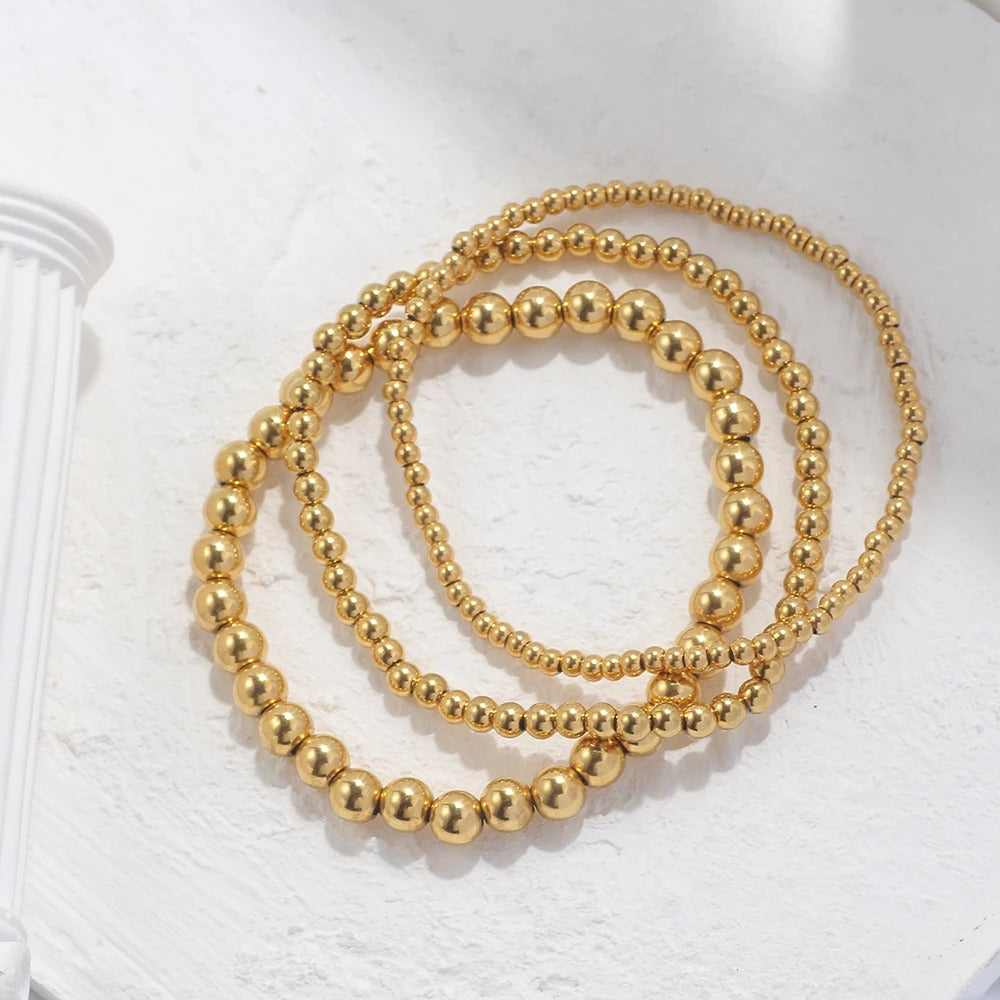 Faye - Damen 3er-Set Metallperlen-Armband