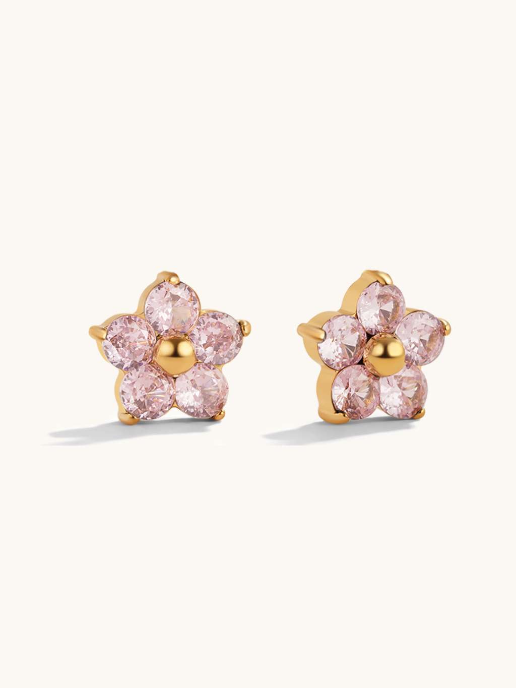 Pink Sparkling Flower Ohrstecker Gold - Dorose | Wasserfester Schmuck, 18K vergoldet