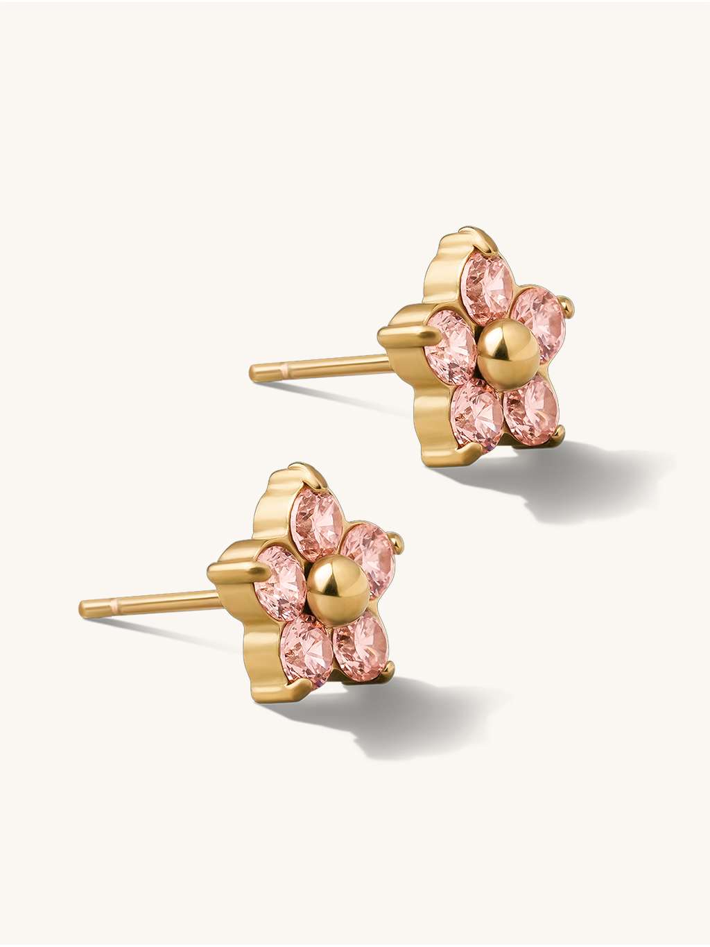 Pink Sparkling Flower Ohrstecker Gold - Dorose | Wasserfester Schmuck, 18K vergoldet