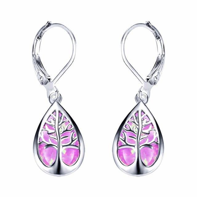 Baum des lebens ohrringe aus opal und silber