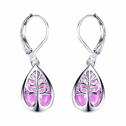 Baum des lebens ohrringe aus opal und silber