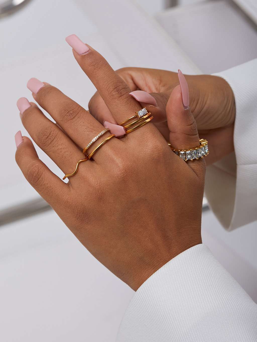 Ring mit Square Zirkonia Gold - Dorose | Wasserfester Schmuck, 18K vergoldet