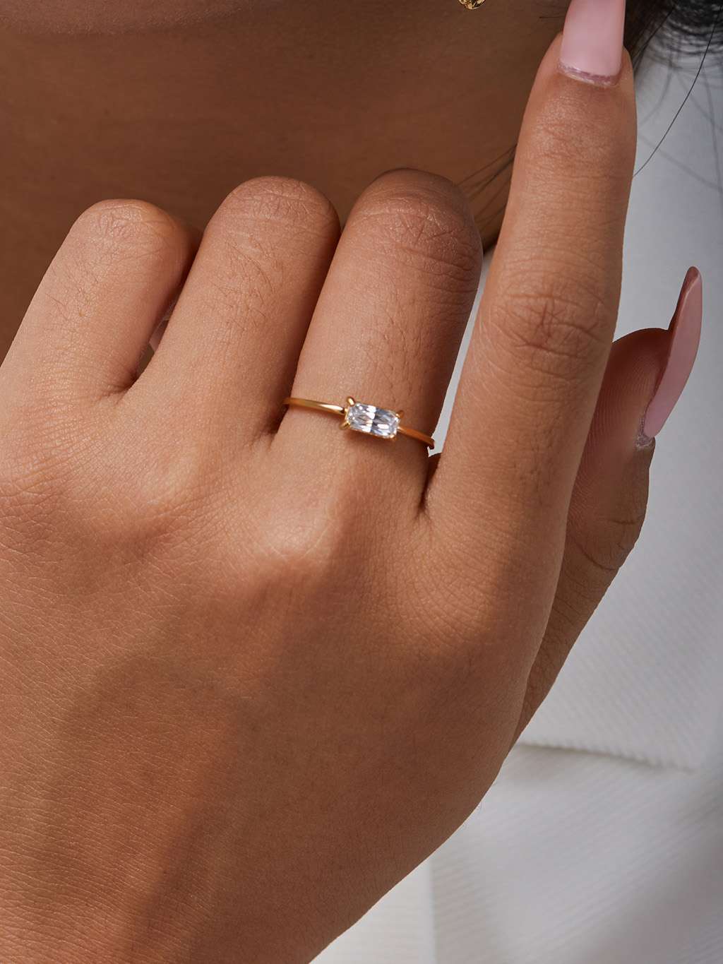 Ring mit Square Zirkonia Gold - Dorose | Wasserfester Schmuck, 18K vergoldet