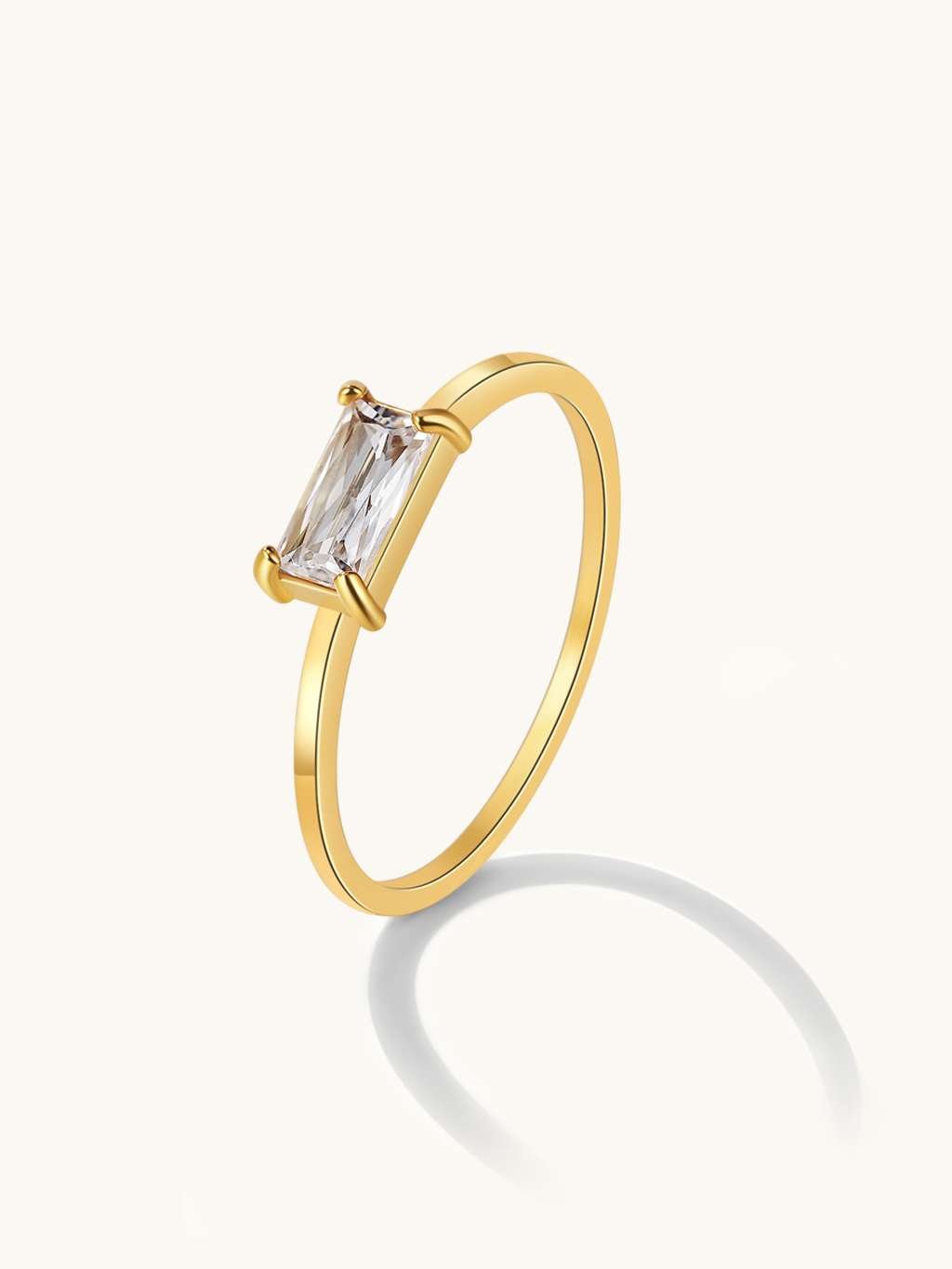 Ring mit Square Zirkonia Gold - Dorose | Wasserfester Schmuck, 18K vergoldet