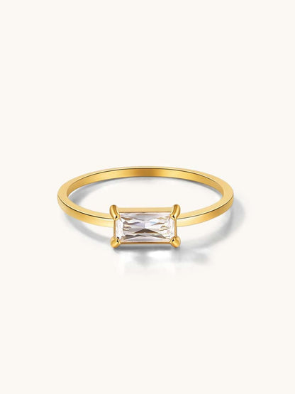 Ring mit Square Zirkonia Gold - Dorose | Wasserfester Schmuck, 18K vergoldet