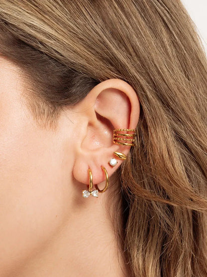 Shiny Bow Hoop Creolen Ohrringe Gold - Dorose | Wasserfester Schmuck, 18K vergoldet