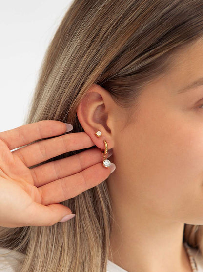 Square Shine Ohrstecker Gold 3mm 4mm 5mm - Dorose | Wasserfester Schmuck, 18K vergoldet