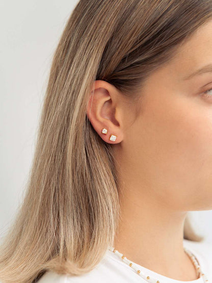 Square Shine Ohrstecker Gold 3mm 4mm 5mm - Dorose | Wasserfester Schmuck, 18K vergoldet