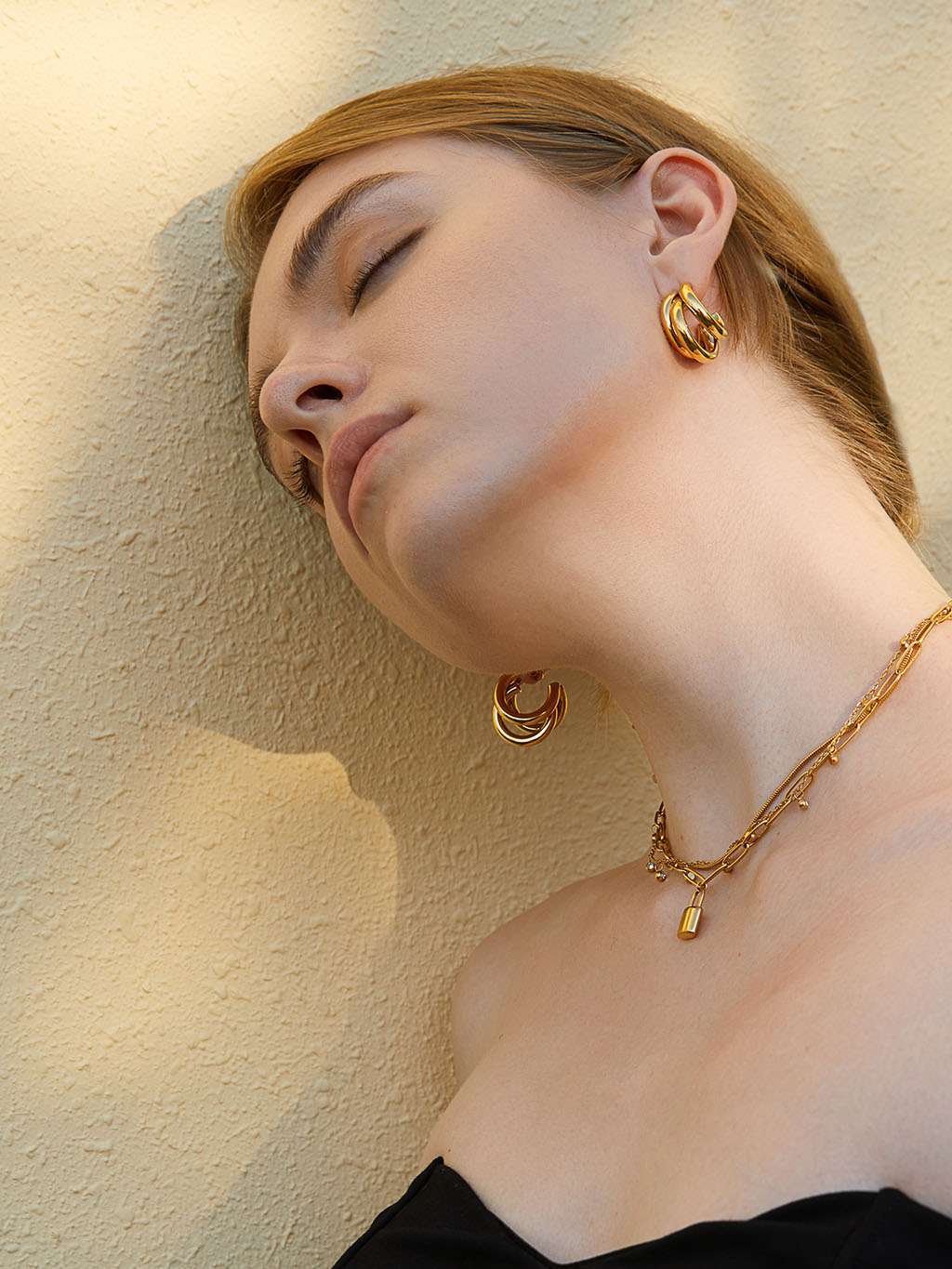 Triple Illusion Ohrringe Gold - Dorose | Wasserfester Schmuck, 18K vergoldet