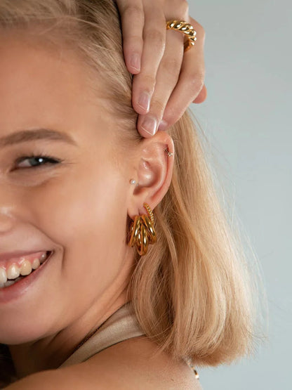 Triple Illusion Ohrringe Gold - Dorose | Wasserfester Schmuck, 18K vergoldet