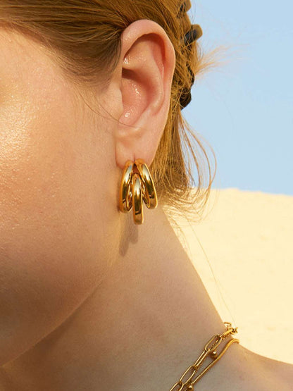 Triple Illusion Ohrringe Gold - Dorose | Wasserfester Schmuck, 18K vergoldet