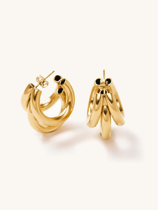 Triple Illusion Ohrringe Gold - Dorose | Wasserfester Schmuck, 18K vergoldet