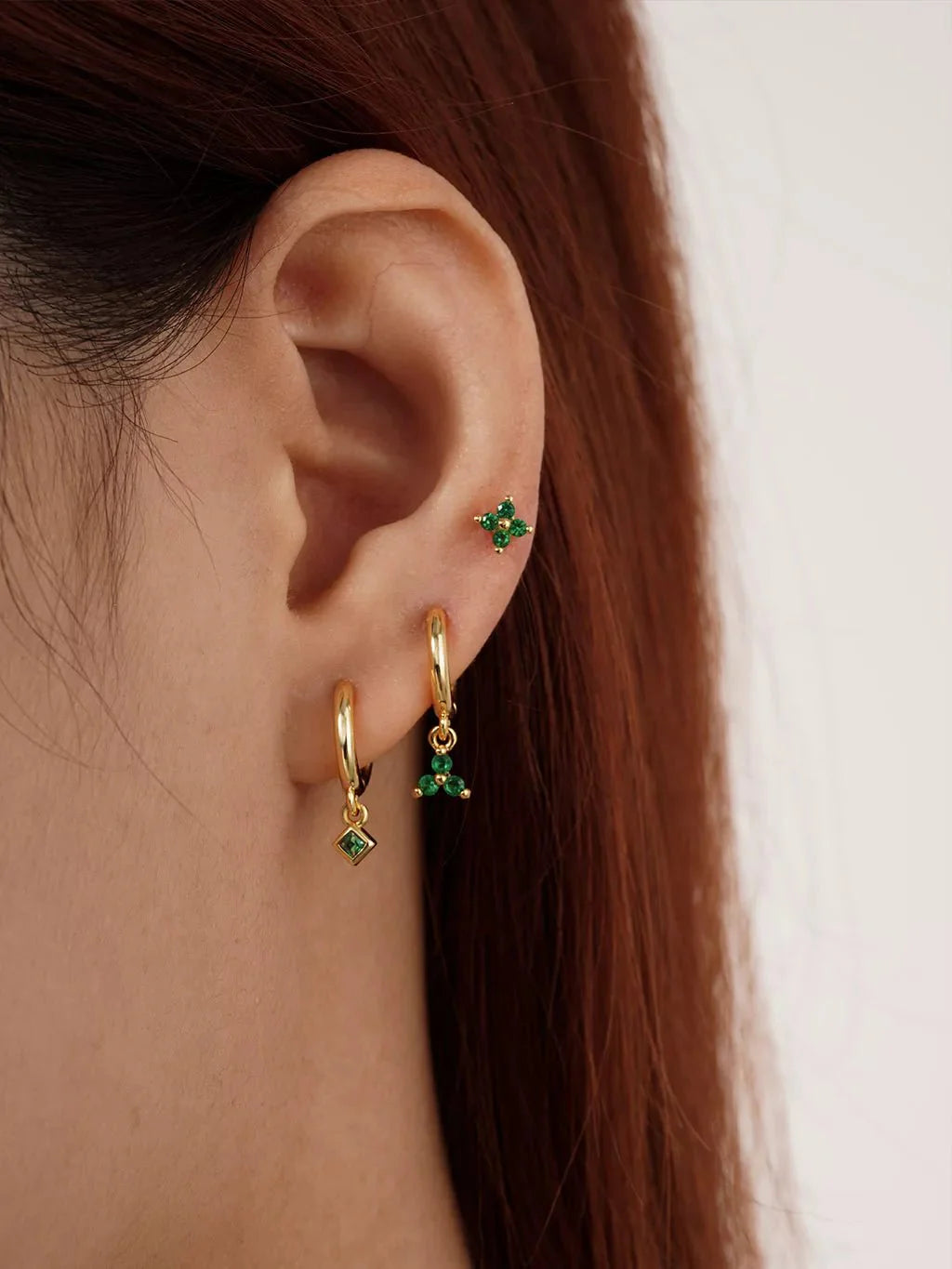 Vibrant Green Ohrringe Gold - Dorose | Wasserfester Schmuck, 18K vergoldet