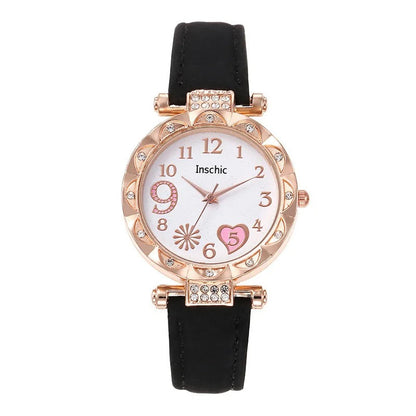 Rose - Quartz Armbanduhr aus Wildleder Uhr für Frauen